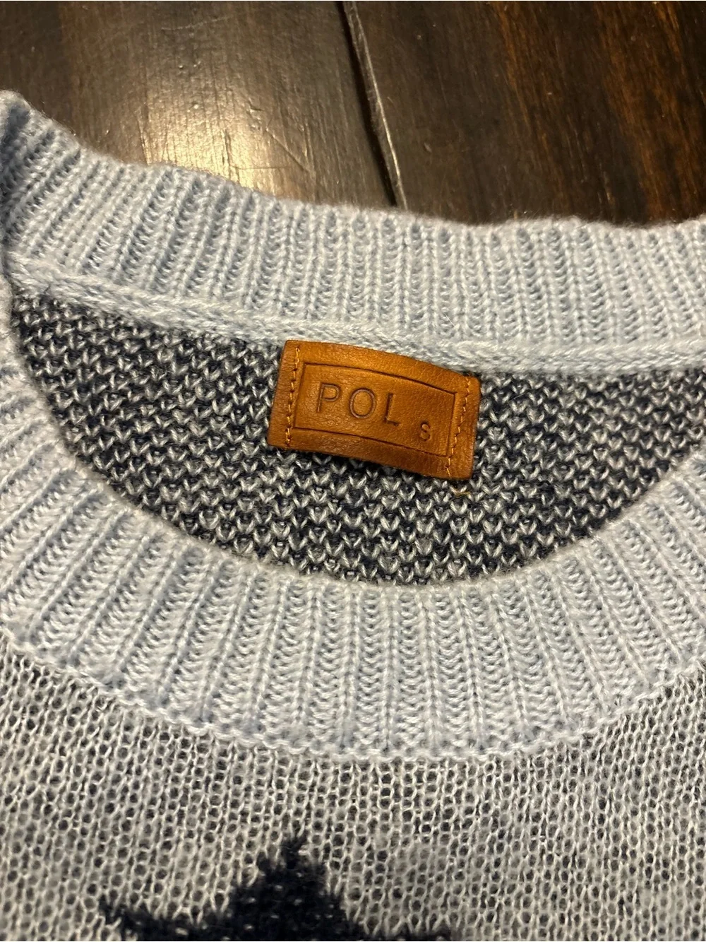 POL Crewneck blue Sweater with Navy Star Motif size small